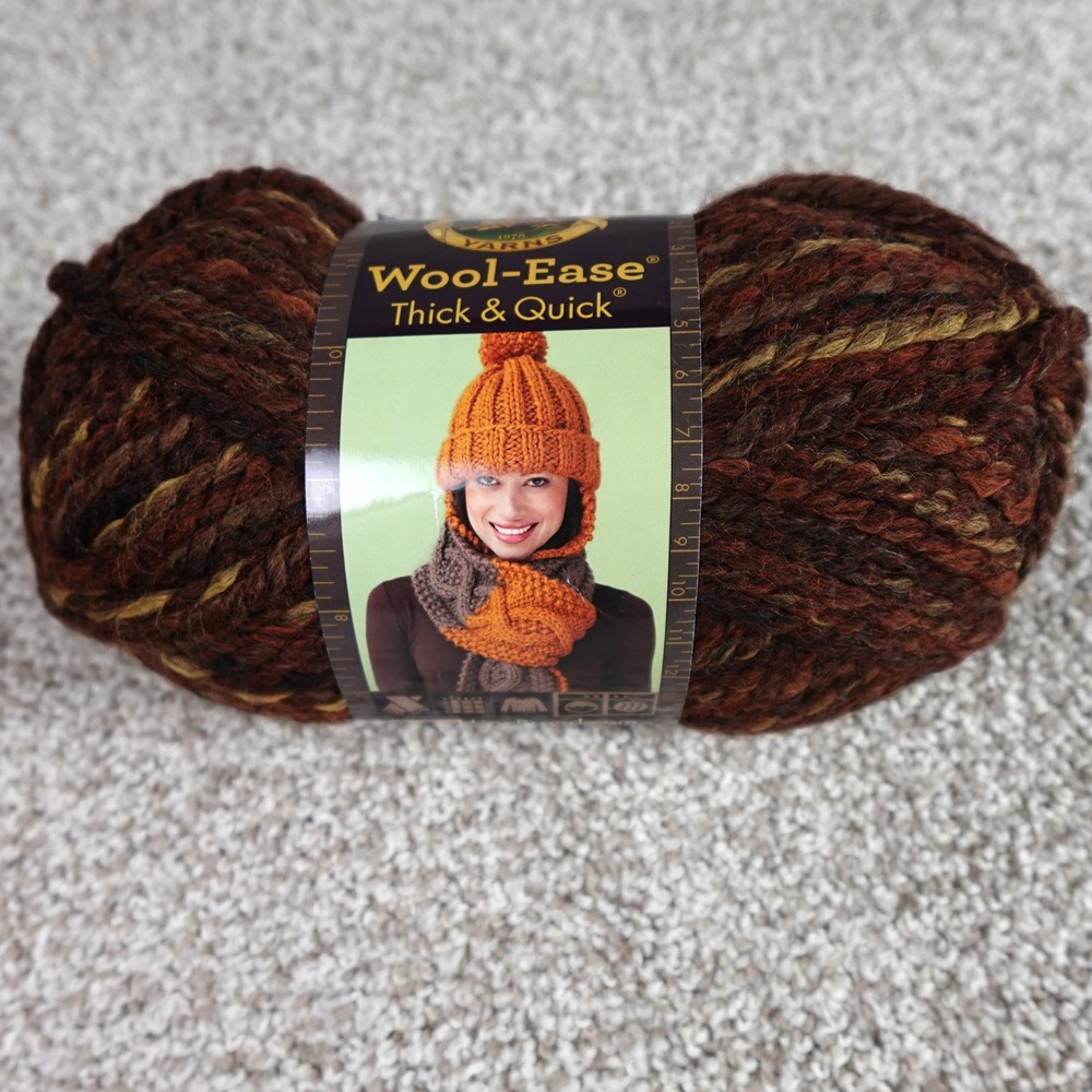 Lion Brand Wool-Ease Thick & Quick Yarn Sequoia 501 Super Bulky 5oz 87yd Brown‎